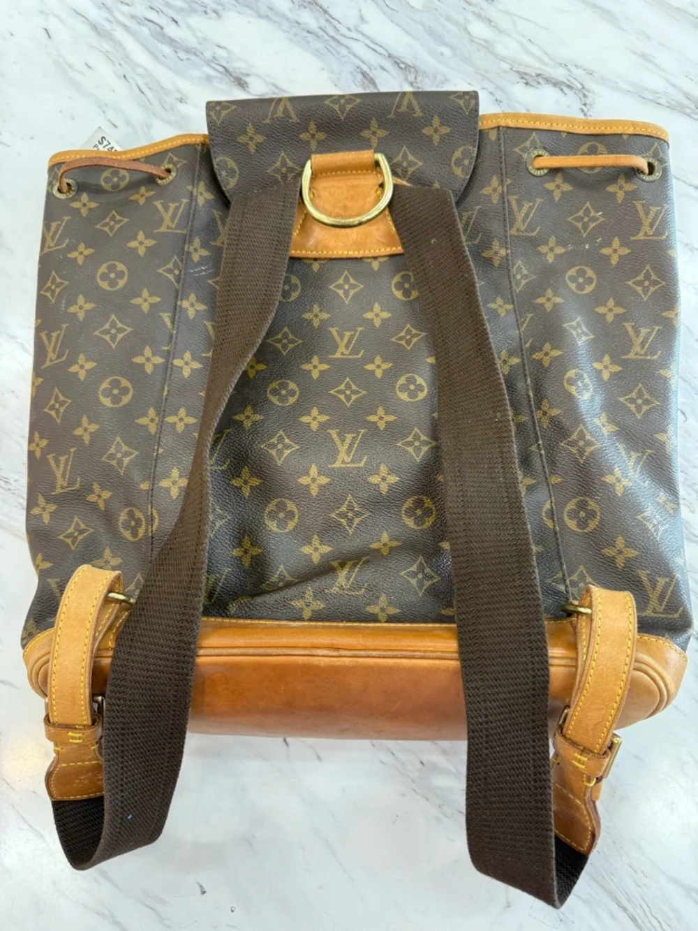 Louis Vuitton Monogram Canvas Backpack with Tan Leather Trim - Picture 4 of 8